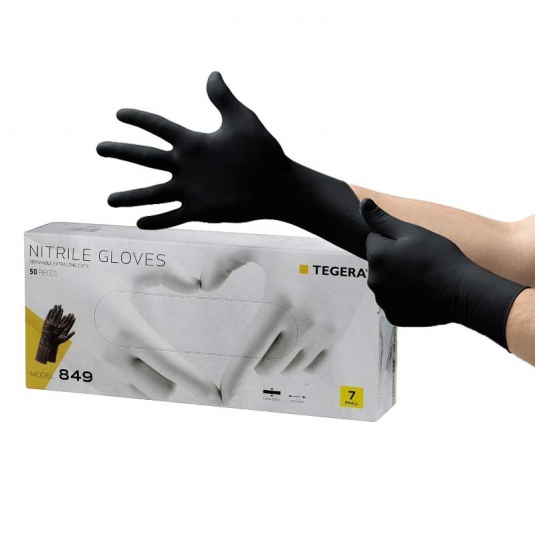 Ejendals Tegera 849 Extra-Long Black Disposable Nitrile Gloves (Case of 10 Boxes)